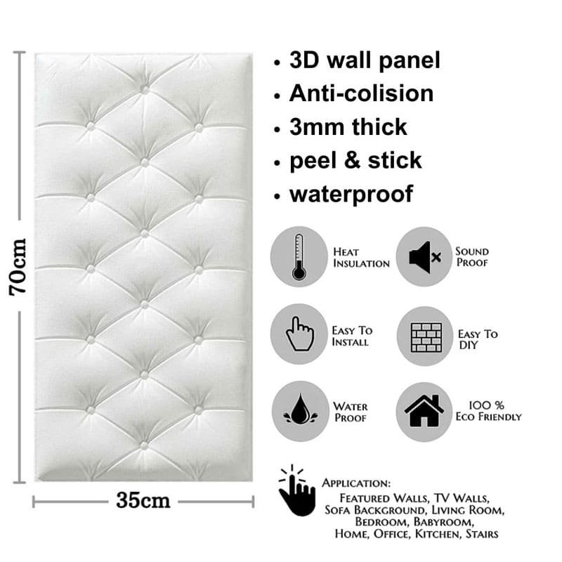 3D Button-Tufted Foam Wall Sheets – Self Adhesive Peel & Stick Bedroom Decor - Image 3
