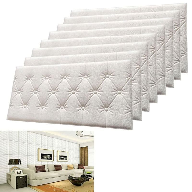3D Button-Tufted Foam Wall Sheets – Self Adhesive Peel & Stick Bedroom Decor